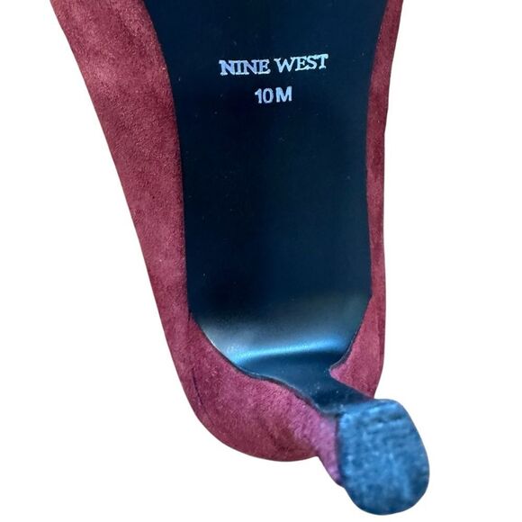 Nine West Finlay Burgundy Brick Red Suede Leather Pointed Toe Pumps - Picture 7 of 8